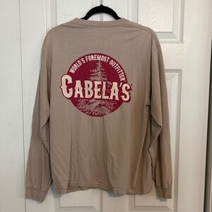 Cabela's Men's beige Medium Long Sleeve classic Tshirt large logo